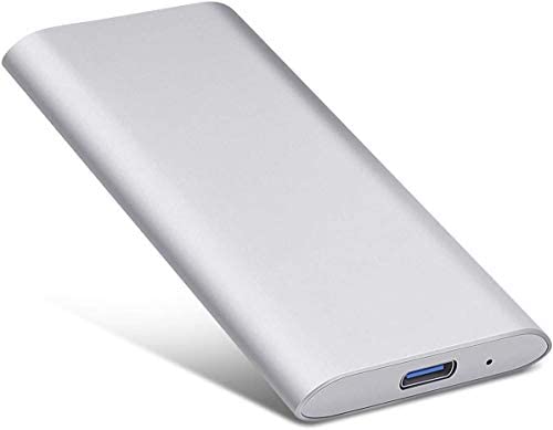 Portable 1TB 2TB Ultra-Thin Hard Drive External Type-C USB3.1 Hard Drive Storage Compatible with PC, Laptop, Mac 2TB-Silver (2TB-YOP-C1)
