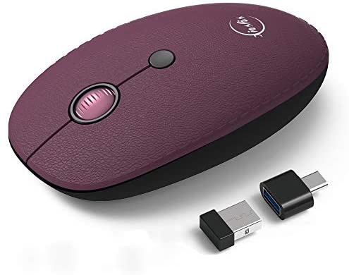 XINSHIS Wireless Mouse, 2.4G Wireless Mouse for Laptop, Ergonomic Computer Mouse Aluminum Alloy Wheel, 3 DPI Adjustment Levels, Leather Luxury Outfit, Coffee Color