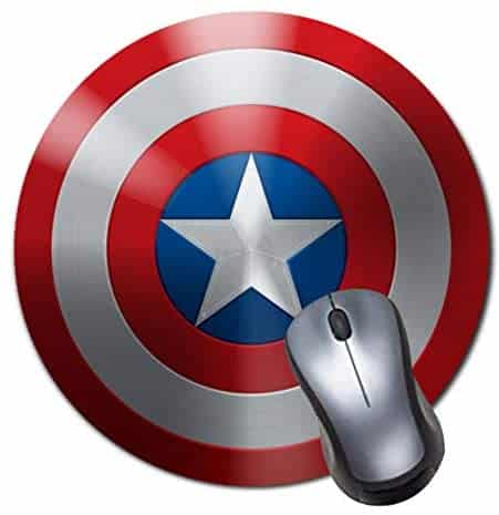 Round Gaming Mouse Pad Creative Custom Non Slip Rubber Mousepad Mat-Captain America Shield Icon