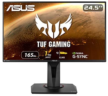 ASUS TUF Gaming 24.5″ 1080P Monitor (VG259QR) – Full HD, 165Hz, 1ms, Extreme Low Motion Blur, Speaker, G-SYNC Compatible, Shadow Boost, VESA Mountable, DisplayPort, HDMI, Height Tilt Swivel Adjustable