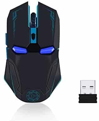 2.4 GHz Wireless Mouse, Six-Button Silent Wireless Computer Mice with 1200/1600/2400 Adjustable Portable USB Mouse for Desktop/Laptop/PC(Black)