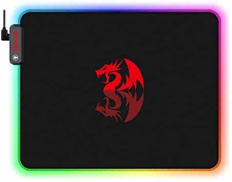 Redragon RGB LED Large Gaming Mouse Pad Soft Matt with Nonslip Base, Stitched Edges (330 x 260 x 3mm)