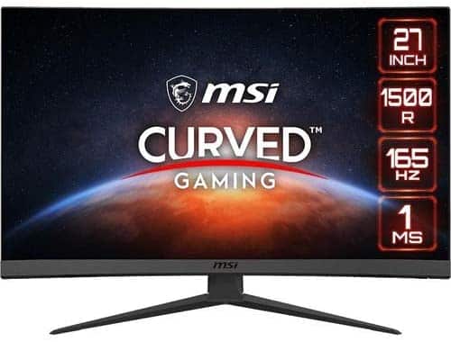 MSI Full HD Non-Glare 1ms 1920 x 1080 165Hz Refresh Rate Resolution Free Sync 27″ Curved Gaming Monitor (Optix G27C6) – Black