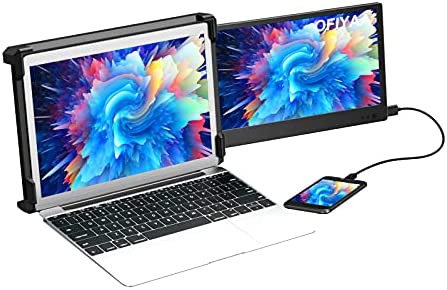 OFiyaa P1 (11.6 Inch) Portable Monitor for Laptop Screen Extender Dual Display FHD IPS USB-A/Type-C/HDMI 2 Speakers Monitor Extender for PS5 Compatible with 13”-16” Mac PC/Notebook