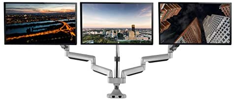 TechOrbits Triple Monitor Stand – Desk Mount Arms for 13-inch to 30-inch Screen Monitors with Full Motion Swivel Technology – Computer & Home Office Accessories﻿