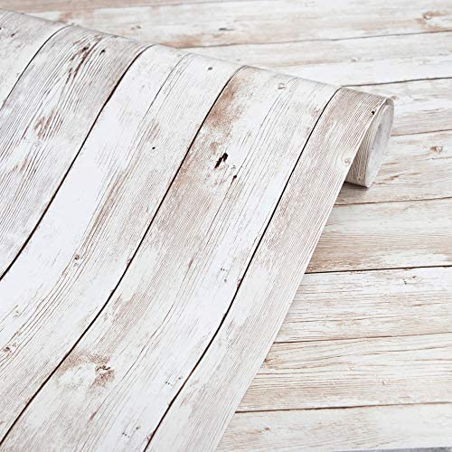 Wood Wallpaper 17.71″ X 118″ Self-Adhesive Removable Wood Peel and Stick Wallpaper Decorative Wall Covering Vintage Wood Panel Interior Film Wood Wallpaper