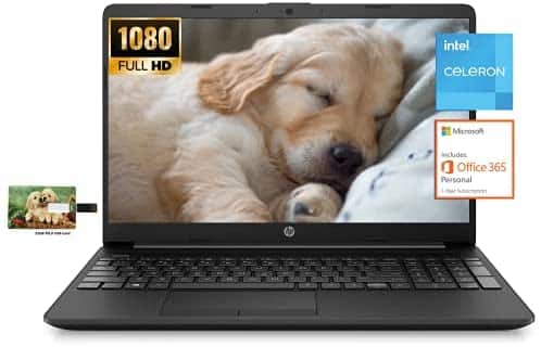 Newest HP 15.6” FHD Micro-Edge Business Laptop, Intel Celeron N4020, 8GB RAM, 256GB SSD, Wi-Fi, Webcam, HDMI, Fast Charge, SD Reader, Microsoft Office 365, Windows 10 Home | 32GB Tela USB Card