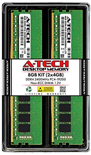 A-Tech RAM 8GB (2x4GB) DDR4 2400MHz DIMM PC4-19200 (PC4-2400T) CL17 1.2V Non-ECC UDIMM 288 Pin – Desktop PC Computer Memory Upgrade Kit