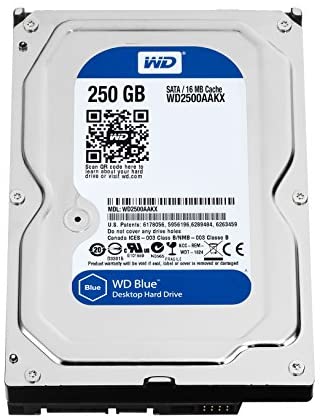 WD Blue 250GB Everyday PC Desktop Hard Drive: 3.5 Inch, SATA 6 Gb/s, 7200 RPM, 16MB Cache (WD2500AAKX) (Old Model)