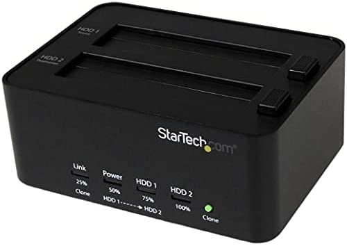 StarTech.com Dual Bay USB 3.0 Duplicator and Eraser Dock for 2.5″ & 3.5″ SATA SSD HDD – 1:1 Standalone Cloner & Wiper Docking Station (SATDOCK2REU3)