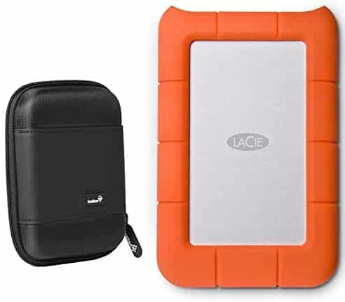 LaCie Rugged Mini USB 3.0 / USB 2.0 4TB External Hard Drive (LAC9000633) with Ivation Compact Portable Hard Drive Case