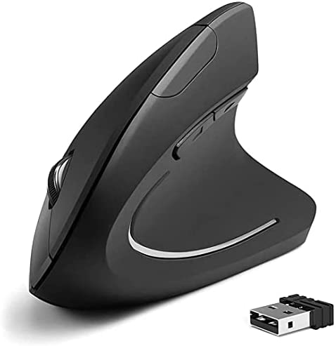 Vertical Mouse Wireless, 2.4G Wireless Vertical Ergonomic Optical Mouse, 5 Button, Approximately 700 Long Battery Life, 3 Adjustable DPI 800/1200/1600 for Laptop, Computer, Desktop, Notebook-Black