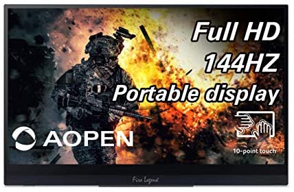 AOPEN 16PG7QT Pbmiuuzx 15.6-inch Full HD (1920 x 1080) Portable IPS Touch Monitor with 144Hz Refresh Rate and Adaptive-Sync Technology (2 x USB Type-C, 1 x Mini HDMI Port & 1 x Micro USB), Black