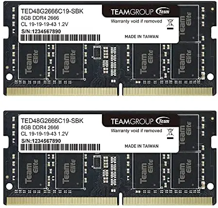 TEAMGROUP Elite DDR4 16GB Kit (2 x 8GB) 2666MHz PC4-21300 CL19 Unbuffered Non-ECC 1.2V SODIMM 260-Pin Laptop Notebook PC Computer Memory Module Ram Upgrade – TED416G2666C19DC-S01