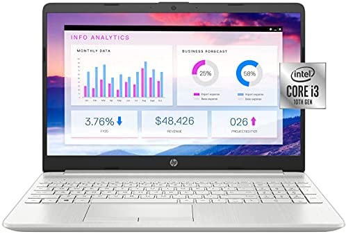 2021 Newest HP 15 Budget Laptop Notebook, 15.6″ HD BrightView Display, i3-10110U, 16GB DDR4 RAM, 512GB SSD, Webcam, WiFi, Bluetooth, Windows 10, Natural Silver