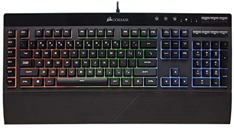 CORSAIR K55 RGB Gaming Keyboard – Quiet & Satisfying LED Backlit Keys – Media Controls – Wrist Rest Included – Onboard Macro Recording (Renewed)