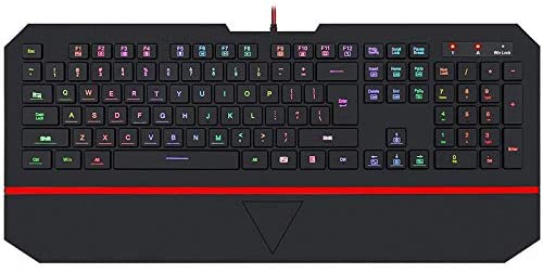 RGB Gaming Keyboard RGB LED Backlit Illuminated 104 Key Silent Keyboard with Wrist Rest for Windows PC Games (RGB Backlit)
