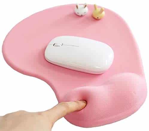 Office Mousepad with Gel Wrist Support – Ergonomic Gaming Desktop Mouse Pad Wrist Rest – Design Gamepad Mat Rubber Base for Laptop Computer -Silicone Non-Slip Special-Textured Surface (Pink)