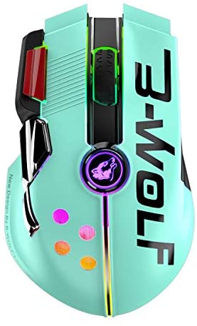 Wired/Wireless Gaming Mouse Up to 12000 DPI,Rechargeable Mouse with 1000mAh Battery,Type-C,Chroma RGB,9 Programmable Buttons +Rapid Fire Button,Joystick,Ultralight Honeycomb Shell for PC Gamer (Green)