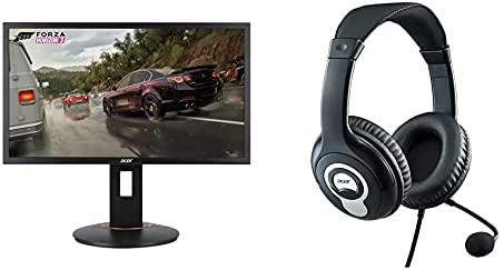 Acer XFA240 bmjdpr 24″ Gaming G-SYNC Compatible Monitor 1920 x 1080, 144hz Refresh with Height, Pivot, Swivel & Tilt with Acer Wired Headset with Flexible Omnidirectional Mic, Adjustable Headband