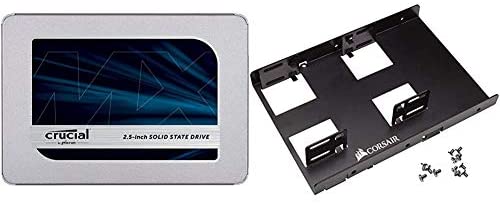 Crucial MX500 2TB 3D NAND SATA 2.5 Inch Internal SSD – CT2000MX500SSD1 Bundle with Corsair Dual SSD Mounting Bracket 3.5%22 CSSD-BRKT2,Black