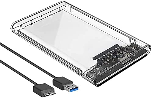 Hoydaa 2.5″ SATA to USB3.0 Tool-Free Clear External Hard Drive Enclosure Optimized for 2.5 Inch SSD & HDD 9.5mm 7mm External Hard Drive Case Support Max 4TB with UASP Compatiable