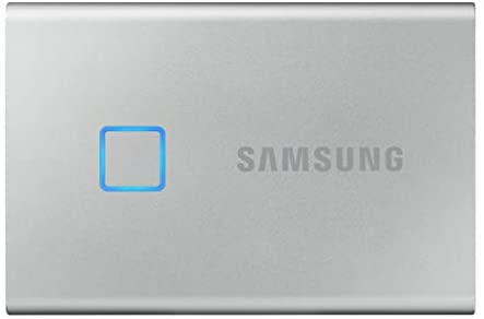SAMSUNG T7 Touch Portable SSD 500GB – Up to 1050MB/s – USB 3.2 External Solid State Drive, Silver (MU-PC500S/WW)
