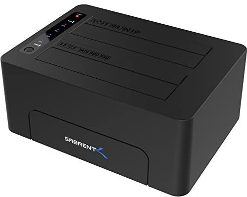 Sabrent USB 3.0 to SATA Dual Bay External Hard Drive Docking Station for 2.5 or 3.5in HDD, SSD with Hard Drive Duplicator/Cloner Function [10TB Support] (EC-DSK2)
