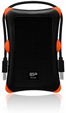 Silicon Power 2 TB External Portable Hard Drive Rugged Armor A30 Shockproof 2.5-Inch USB 3.0, Military Grade MIL-STD-810G, Black