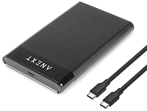 ANEXT 2.5 USB 3.1 Gen2 External Hard Drive Enclosure, Portable Black Plastic Hard Disk Case for 2.5 inch 7mm 9.5mm SATA HDD SSD, Max 4TB – Anext Series.(Includes a USB C to USB C Cable)
