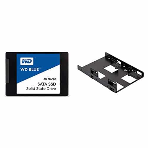 Western Digital 1TB WD Blue 3D NAND Internal PC SSD – SATA III 6 Gb/s, 2.5″/7mm, Up to 560 MB/s – WDS100T2B0A & Corsair Dual SSD Mounting Bracket 3.5″ CSSD-BRKT2, Black