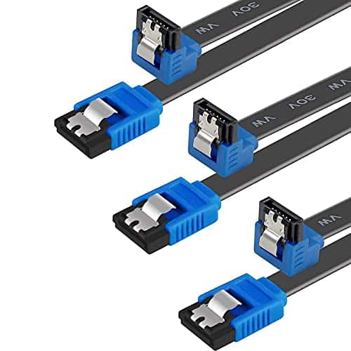 BENFEI SATA Cable III, 3 Pack SATA Cable III 6Gbps 90 Degree Right Angle with Locking Latch 18 Inch for SATA HDD, SSD, CD Driver, CD Writer – Blue