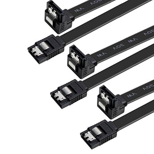 BENFEI SATA Cable III, 3 Pack SATA Cable III 6Gbps 90 Degree Right Angle with Locking Latch 18 Inch for SATA HDD, SSD, CD Driver, CD Writer – Black