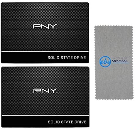 PNY CS900 240GB 2.5” Sata III Internal Solid State Drive (SSD) Two Pack for Computer & Laptop Storage (SSD7CS900-240-RB) Bundle with (1) Everything But Stromboli Microfiber Cloth