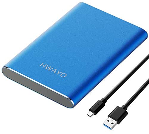 HWAYO 120GB Portable External Hard Drive, USB3.1 Gen 1 Type C Ultra Slim 2.5” HDD Storage Compatible for PC, Desktop, Laptop, Mac, Xbox One (Blue)