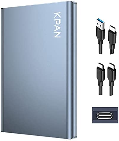 KPAN Portable External Hard Drive, HDD Storage Type-C/USB 3.1 UASP, Read Speed up to 120 MB/s, Compatible with PC MacBook TV PS4 Xbox Smartphones Laptop Desktop (320GB, Black)