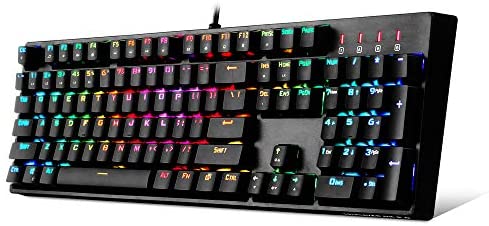 1STPLAYER DK5.0 RGB Gaming Mechanical USB Wired Keyboard with Linear and Quiet-Red Switches, Ergonomic Design and Fast Actuation 104 Key LED RGB Backlit Computer Laptop Keyboard for Windows PC Gamers