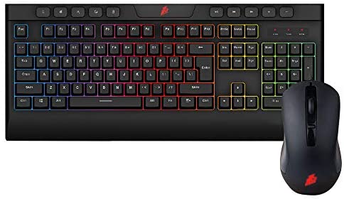 1STPLAYER K8 PC Gaming Keyboard and Mouse Combo/Kit Mechanical Feeling/Membrane Wired Rainbow LED Backlit with Multimedia Keys Wrist Rest Mouse with 2400 DPI for Desktop, Computer Gamers (Black)