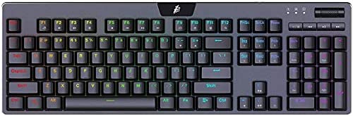 1STPLAYER MK6 RGB Gaming Mechanical USB Wired Keyboard with Cherry MX Blue Switches Equivalent, Dedicated Media Control, 104 Key LED RGB Backlitg Computer Keyboard for Windows PC Gamers