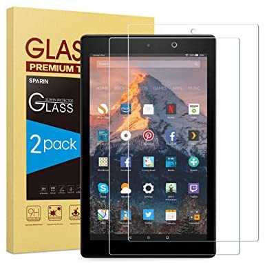 [2-Pack] SPARIN Tempered Glass Screen Protector Compatible with Fire HD 10 (9th / 7th, 2019/2017 Released) and Fire HD 10 Kids Edition (2019/2018 Released)