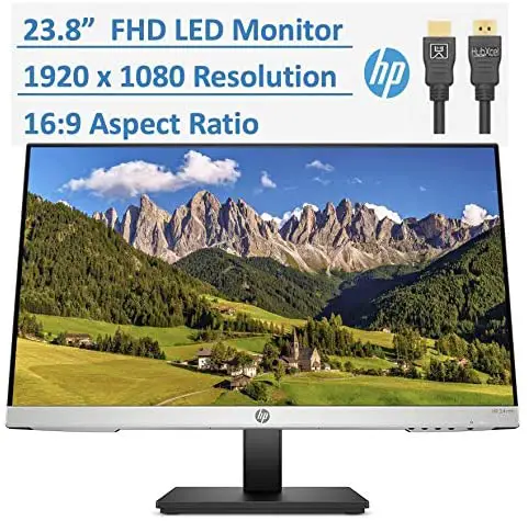 2020 Newest HP 23.8″ Full HD (1080p) IPS LED PC Computer Monitor Built-in Speakers, VESA Mounting, Height/Tilt Adjustment Ergonomic Viewing 178°, HDMI, VGA, 5ms, 16:9, w/HubXcel HDMI Cable