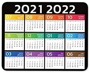 2021 2022 Calendar Colorful Year 2021 2022 Mouse Pad Anti-Slip Personalized Rectangle Gaming Rubber Backing Mousepad