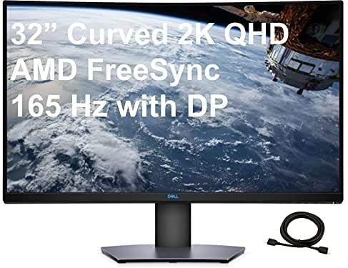 2021 Dell 32″ QHD 1440p (2560 x 1440) Curved HDR Gaming Monitor, AMD FreeSync, HDMI 2.2& DisplayPorts 1.4, VA Panel, Up to 165Hz, 4ms Response Time, VESA Certified, USB 3.0+Gift HDMI