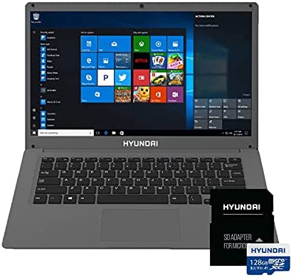 [2021] Hyundai | HyBook, 14.1″ – Intel Celeron N4020 | 8GB RAM | 128GB SSD + Free 128GB MicroSD (Total Storage 256GB) | AC WiFi, Bluetooth | Upgradeable SSD | Windows 10 Home | – Grey