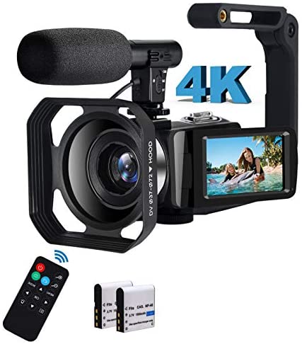 2021 New Video Camera Camcorder Full HD 4K 30FPS 48MP WiFi Vlogging Camera with 3.0 Inch 270°Rotation Touch LCD 18X Digital Zoom Camcorder Camera for YouTube with 2 Batteries