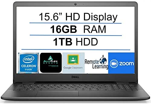 2021 Newest Dell Inspiron 15 Business Laptop Computer: 15.6″ HD Display, Intel Dual-Core Celeron N4020(Up to 2.8GHz), 16GB RAM, 1TB HDD, WiFi, Bluetooth, HDMI, Webcam, Windows 10 S, Gift Mousepad