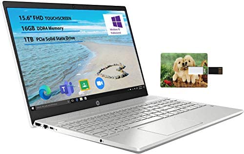 2021 Newest HP 15.6″ FHD Touchscreen Business Laptop 10th Gen Intel Quad Core i5-1035G1, 16GB RAM 1TB SSD WiFi, HDMI, Onlineclass, Webcam Windows 10 Pro | 32GB PCS USB Card