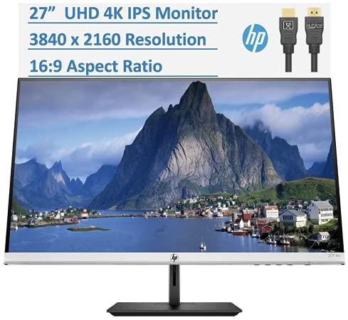 2021 Newest HP 27″ UHD 3840 x 2160 (4K) IPS Micro-Edge PC Computer Monitor, AMD FreeSync, Height/Tilt Adjustment Ergonomic Viewing 178°, 2 x HDMI, DisplayPort, 5ms, 16:9, 60Hz, w/HubXcel HDMI Cable