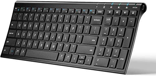 [2021 Upgraded] iClever BK10 Bluetooth Keyboard, Universal Wireless Keyboard, Rechargeable Bluetooth 5.1 Multi Device Keyboard with Number Pad Full Size Stable Connection for Windows, iOS, Android