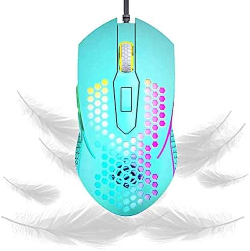 2.3Oz Ultra Lightweight Honeycomb Gaming Mouse, Ergonomic USB Wired Mouse with RGB LED Backlight with High Precision Sensor for PC & Laptop Gamers